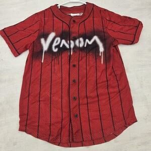 Marvel Venom Adult Small Mesh Graphic Print Short Sleeve Jersey Style Shirt